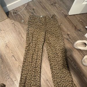 Chic Leopard Print Wide Leg Pants